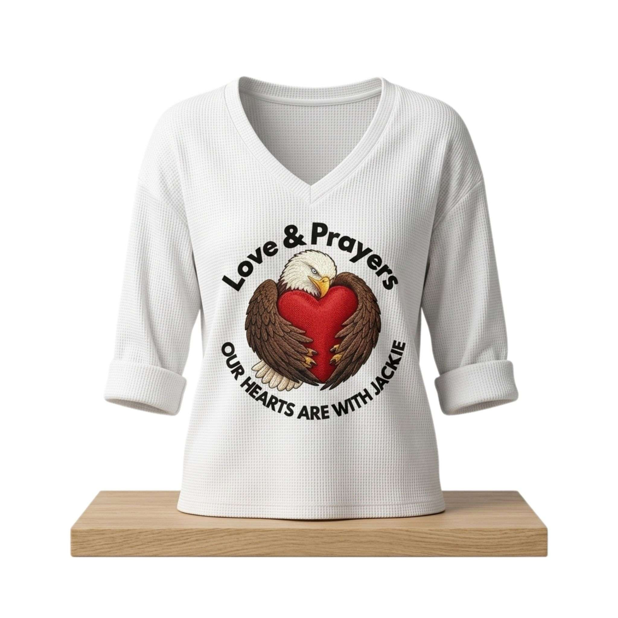Love And Prayers Our Hearts Are With Jackie V-Neck Long Sleeve Shirt Jackie Memorial Apparel - Kdjoy Love And Prayers Our Hearts Are With Jackie V-Neck Long Sleeve Shirt Jackie Memorial Apparel - Kdjoy