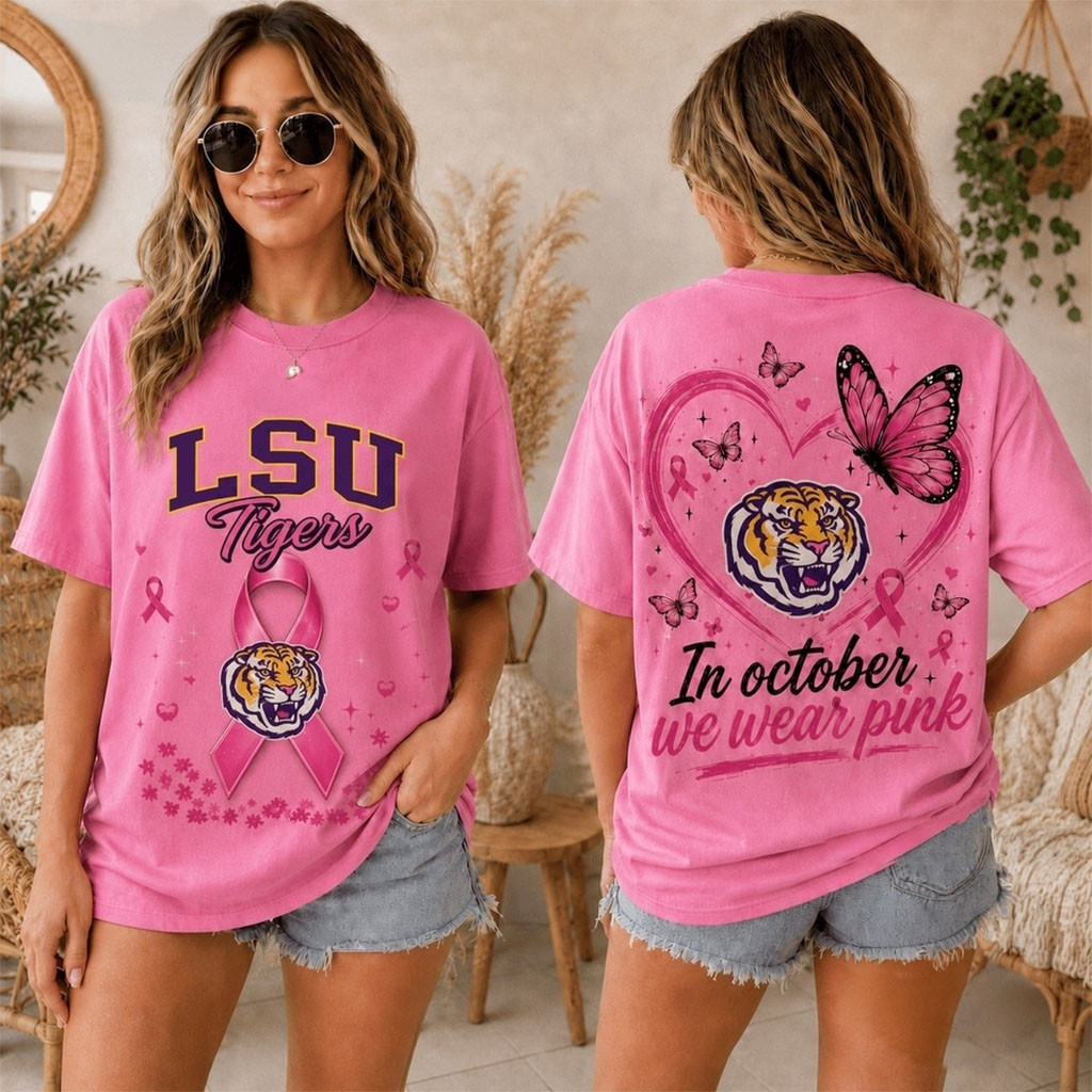 LSU Tigers 2026 Pink October Breast Cancer Awareness Pride T-Shirt LSU Tigers Merch Fan Gifts - Kdjoy