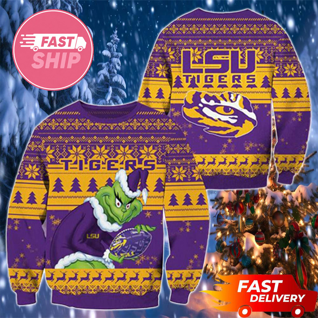LSU Tigers Grinch Christmas Ugly Sweater Tigers Merch Presents For Football Fans - Kdjoy