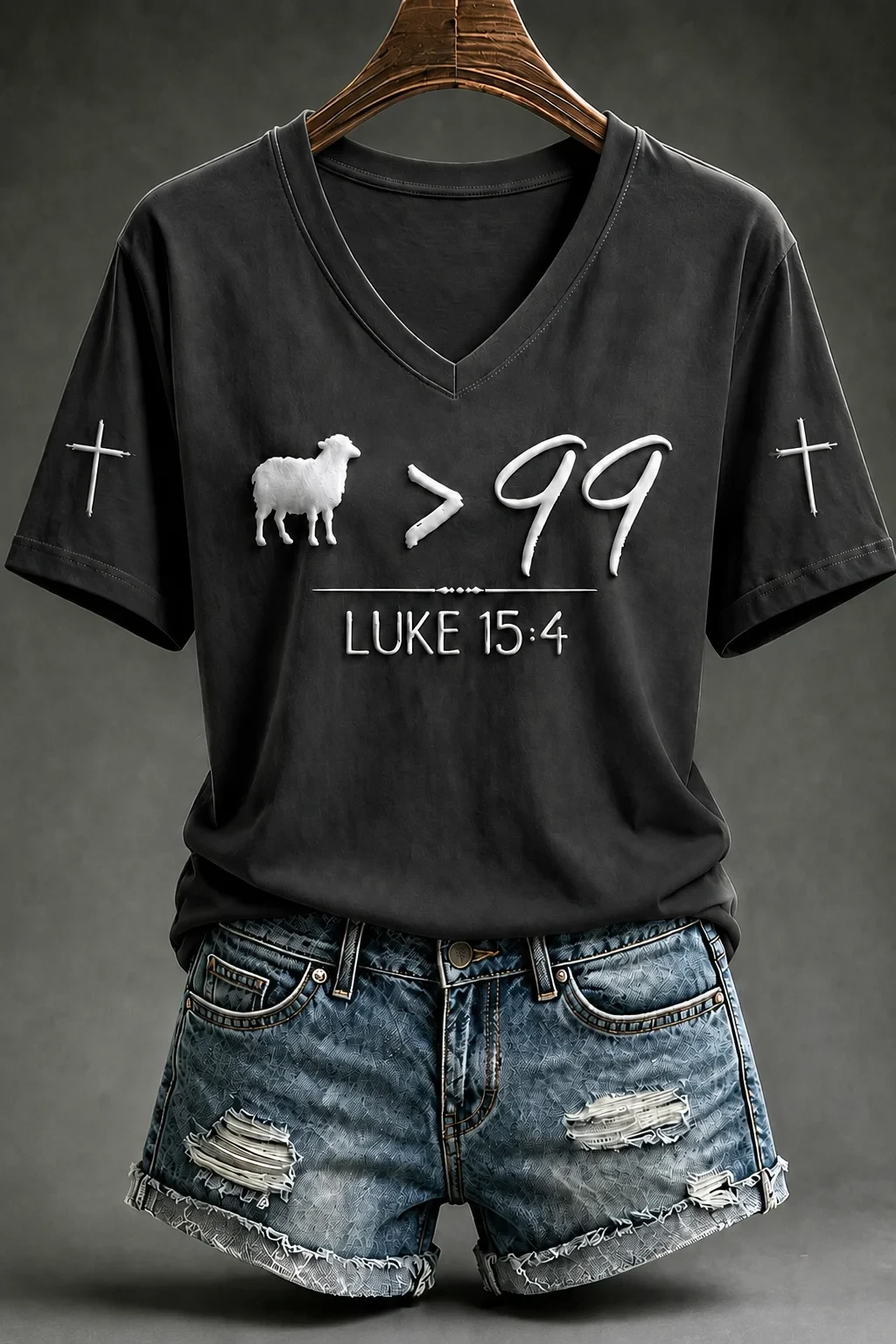 Luke 15 4 Bible V-Neck Shirt Leave The 99 Sheep Christian Clothing Religious Christian Gifts - Kdjoy Luke 15 4 Bible V-Neck Shirt Leave The 99 Sheep Christian Clothing Religious Christian Gifts - Kdjoy