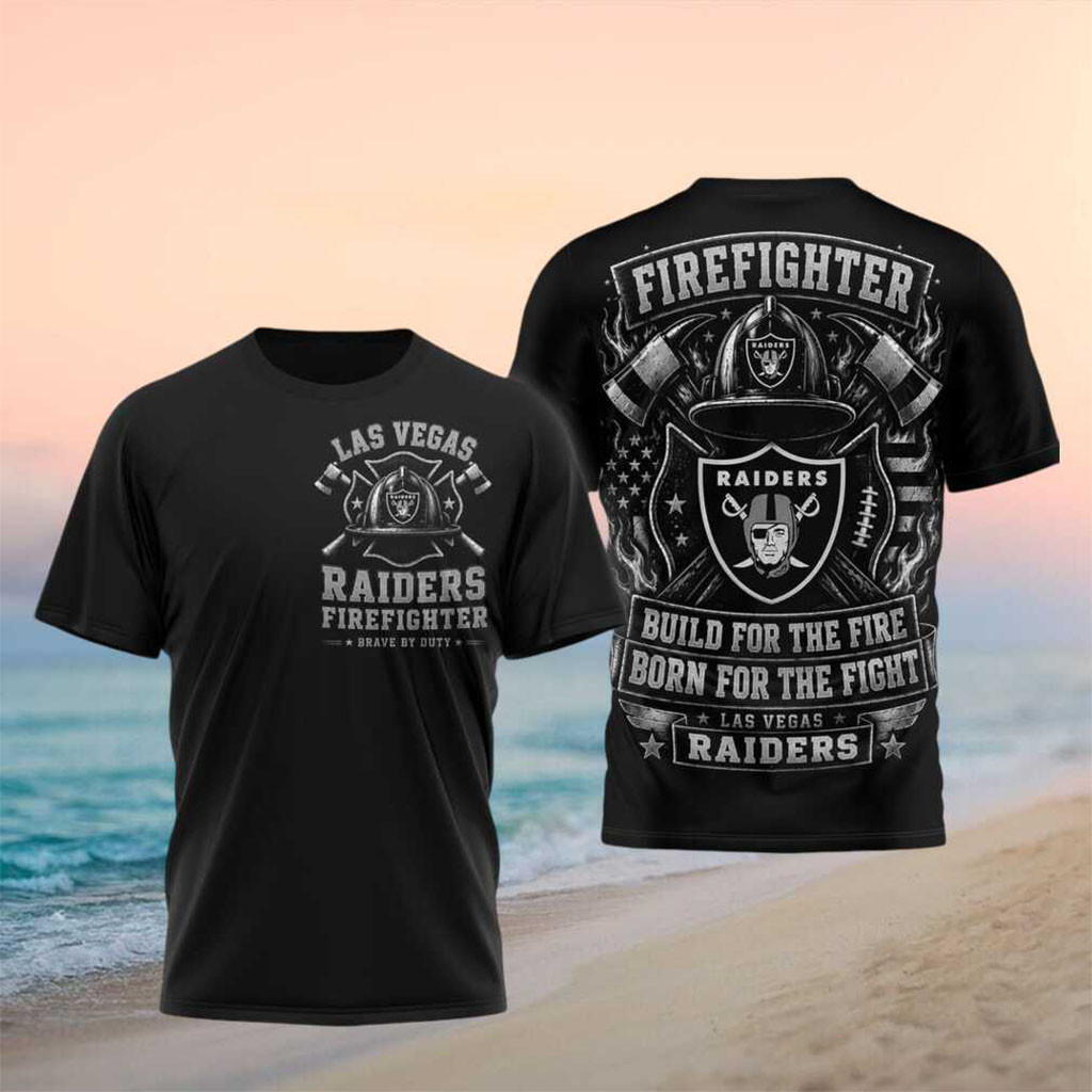 LV Raiders Firefighter Born For The Fight Shirt Raiders Merch Top Gifts For Firefighters - Kdjoy