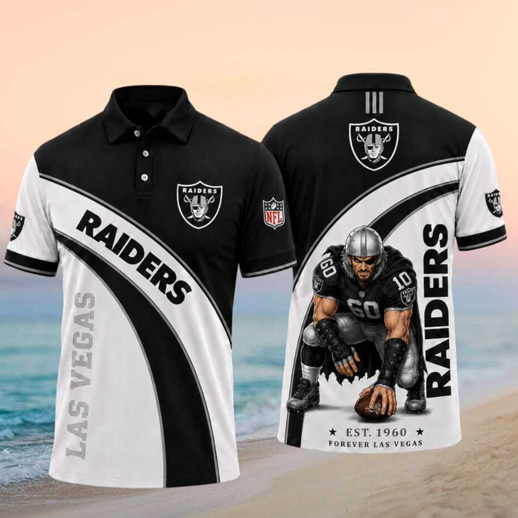 LV Raiders Football Mascot Vintage Polo Shirt Raiders Merch Present For Football Fans - Kdjoy