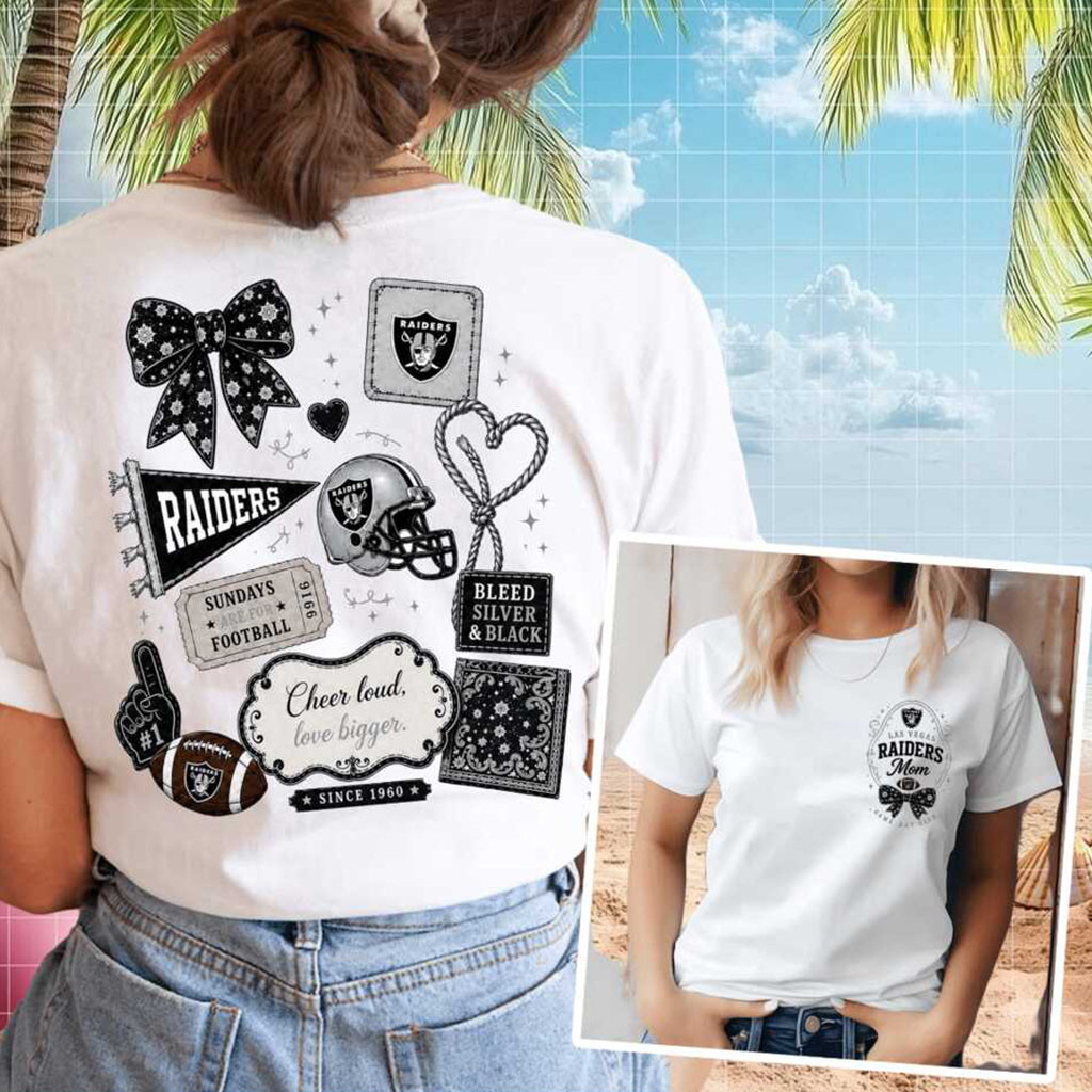 LV Raiders Football Mom Game Day Bow Shirt Raiders Merch Present For Mothers - Kdjoy