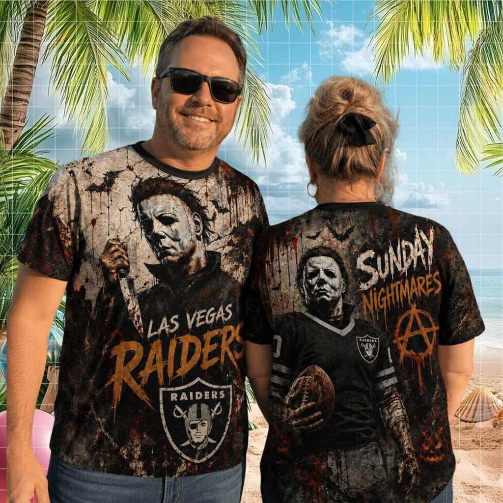 LV Raiders Michael Myers Sunday Nightmares Horror Shirt Raiders Merch Gift For Game Day - Kdjoy