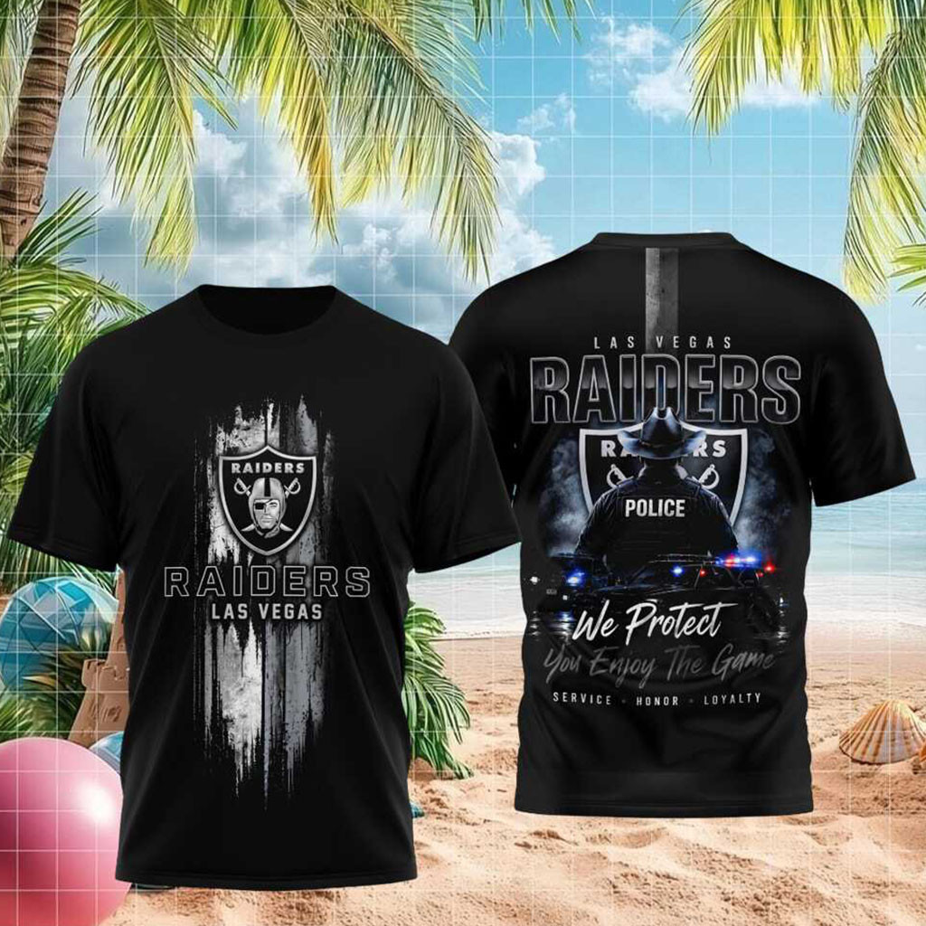 LV Raiders Police Officer We Protect You Enjoy The Game Shirt Raiders Merch Gift For Fans - Kdjoy
