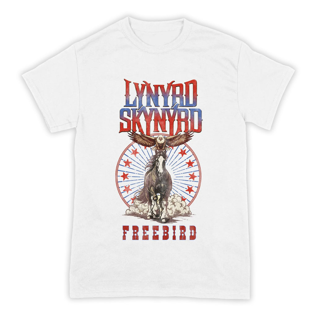 Lynyrd Skynyrd Merch 2026 Clydesdale Eagle White T-Shirt Freebird Shirt Gift For Rock Band Fans - Kdjoy