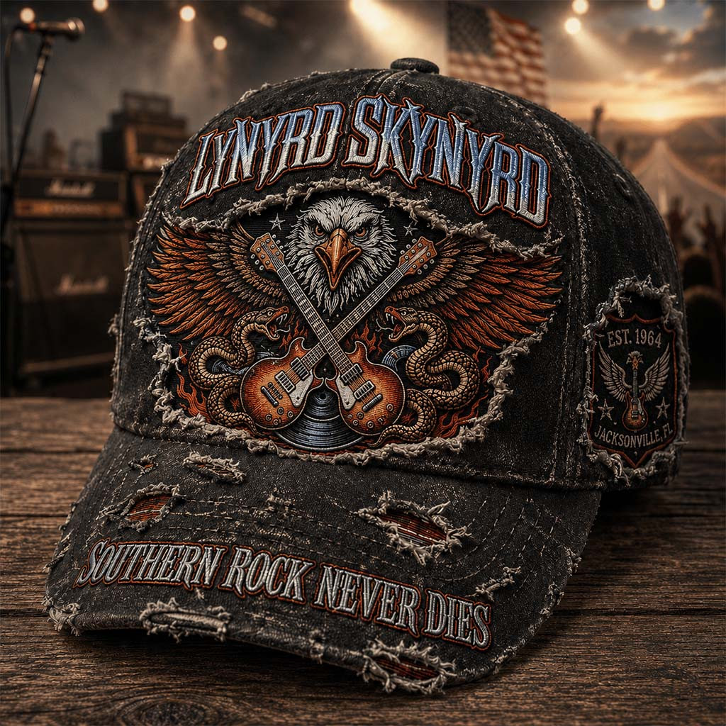 Lynyrd Skynyrd Southern Rock Never Dies Vintage Hat Lynyrd Skynyrd Merch Gift For Music Lovers - Kdjoy