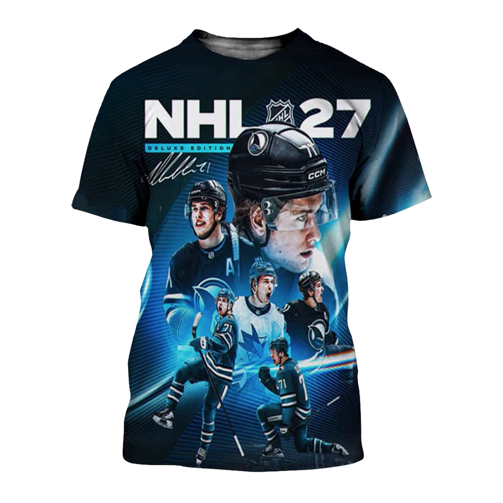Macklin Celebrini 27 Deluxe Edition Cover Art Shirt Macklin Celebrini Merch Gifts For Hockey Fan - Kdjoy Macklin Celebrini 27 Deluxe Edition Cover Art Shirt Macklin Celebrini Merch Gifts For Hockey Fan - Kdjoy