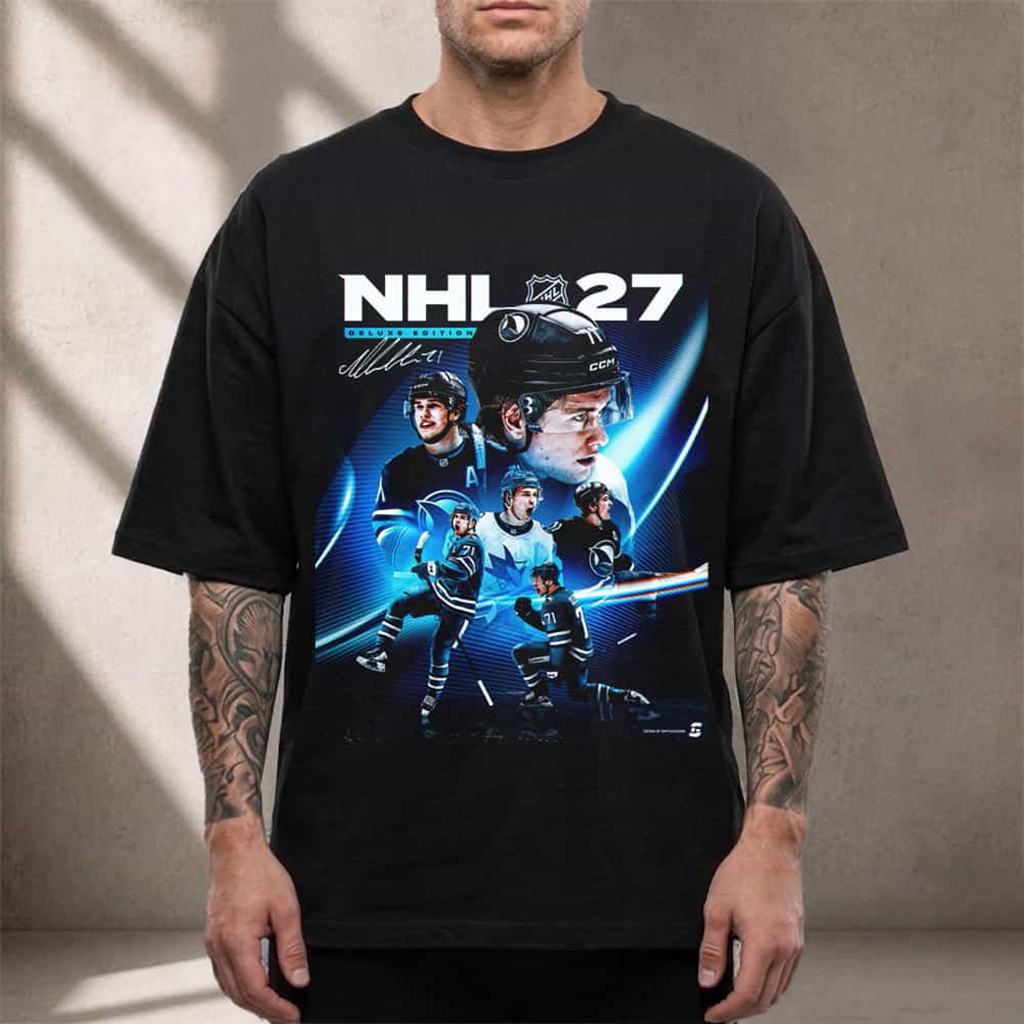 Macklin Celebrini 27 Deluxe Edition Cover Art T-Shirt Macklin Celebrini Merch Hockey Fan Gifts - Kdjoy Macklin Celebrini 27 Deluxe Edition Cover Art T-Shirt Macklin Celebrini Merch Hockey Fan Gifts - Kdjoy