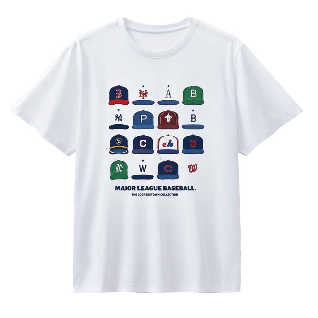 Major League Baseball The Cooperstown Collection Vintage Cap Collage T-Shirt Baseball Fans Gear - Kdjoy Major League Baseball The Cooperstown Collection Vintage Cap Collage T-Shirt Baseball Fans Gear - Kdjoy