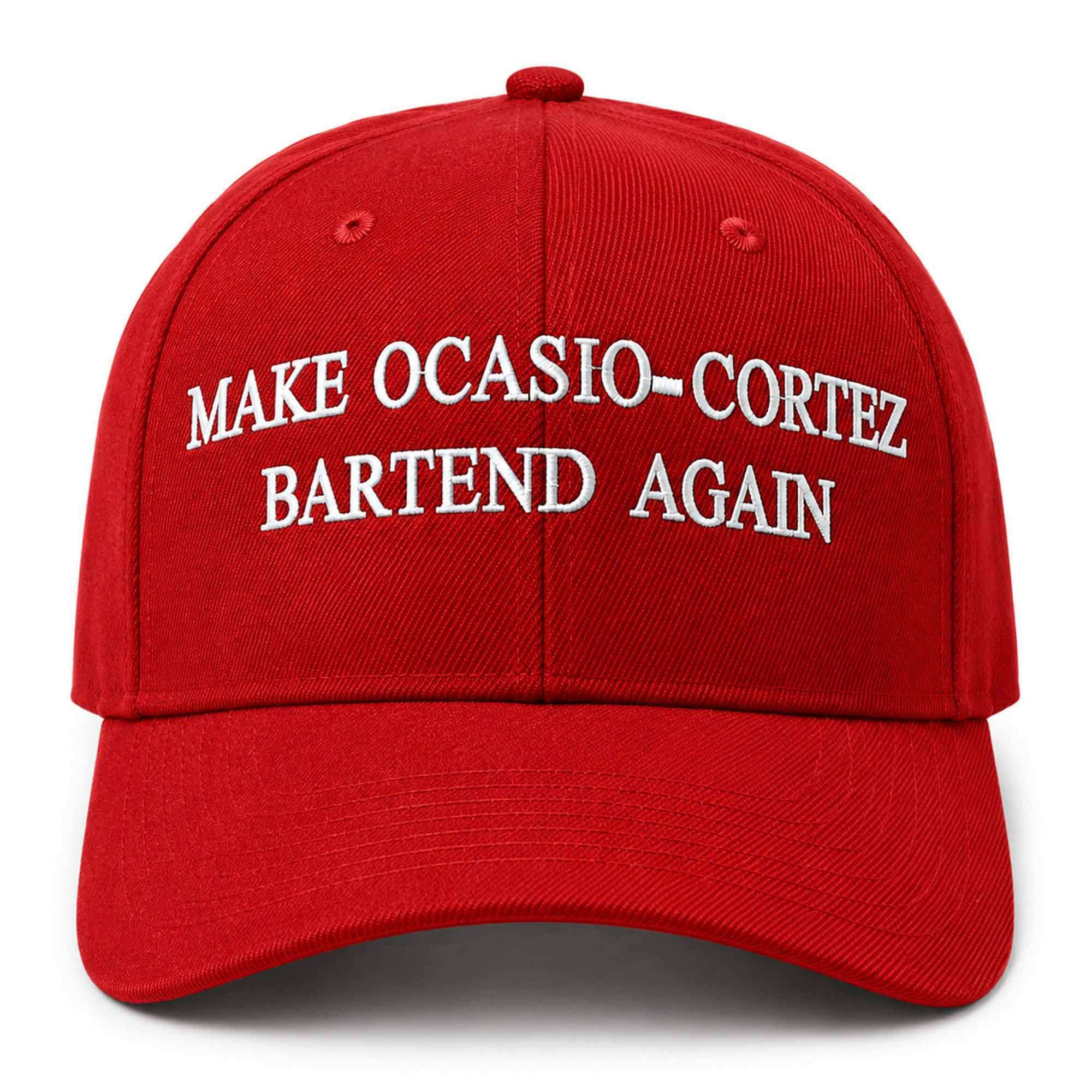 Make Ocasio-Cortez Bartend Again Hat Embroidered Political Cap Red Gifts For Dad - Kdjoy