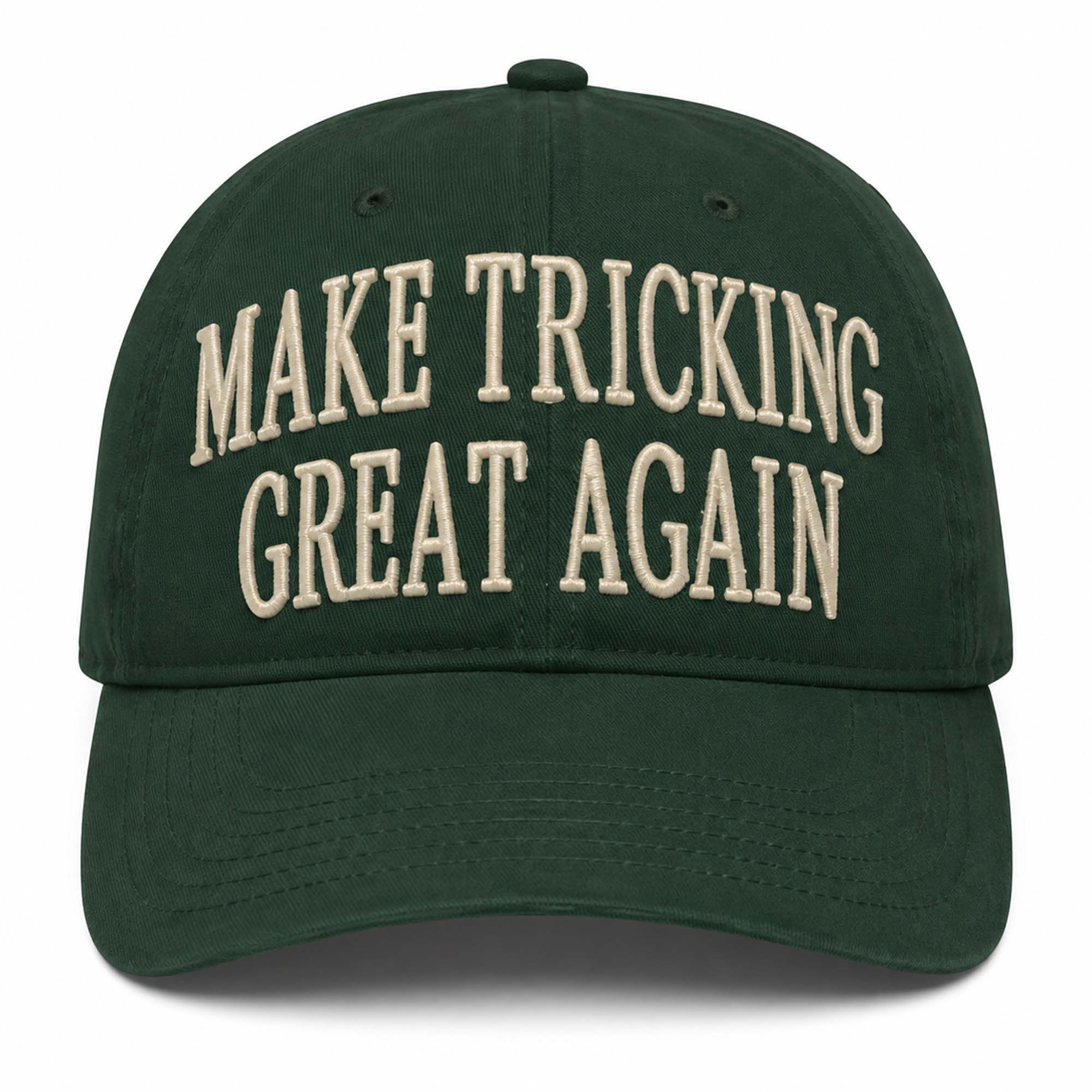 Make Tricking Great Again Hat Green Embroidered Gifts For Friends - Kdjoy