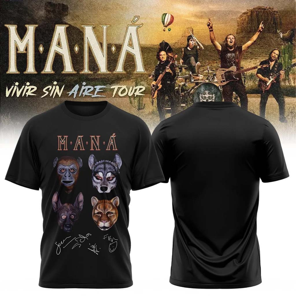 Mana Merch 2026 Vivir Sin Aire Tour Shirt Black Birthday Gifts For Music Lovers - Kdjoy