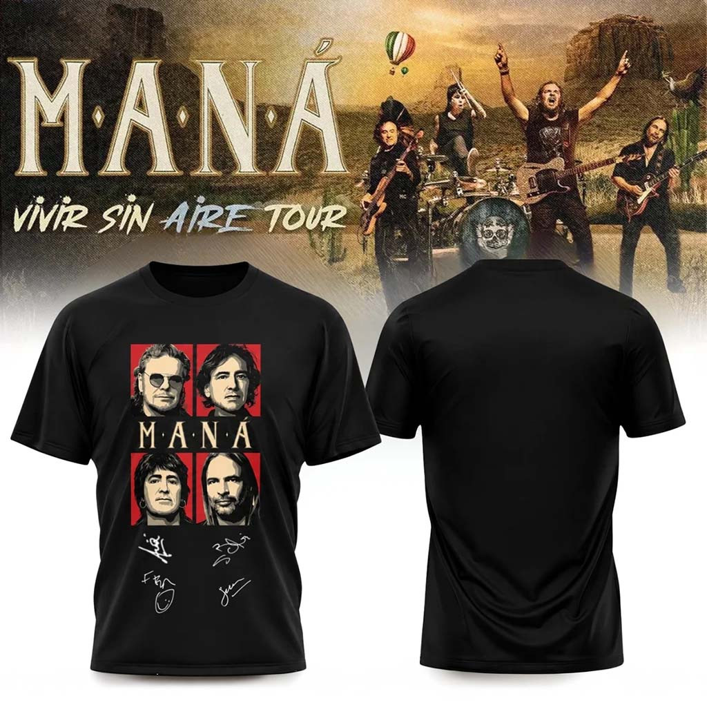 Mana Vivir Sin Aire Tour 2026 Shirt Black Mana Merch Merch Gifts For Pop Fans - Kdjoy