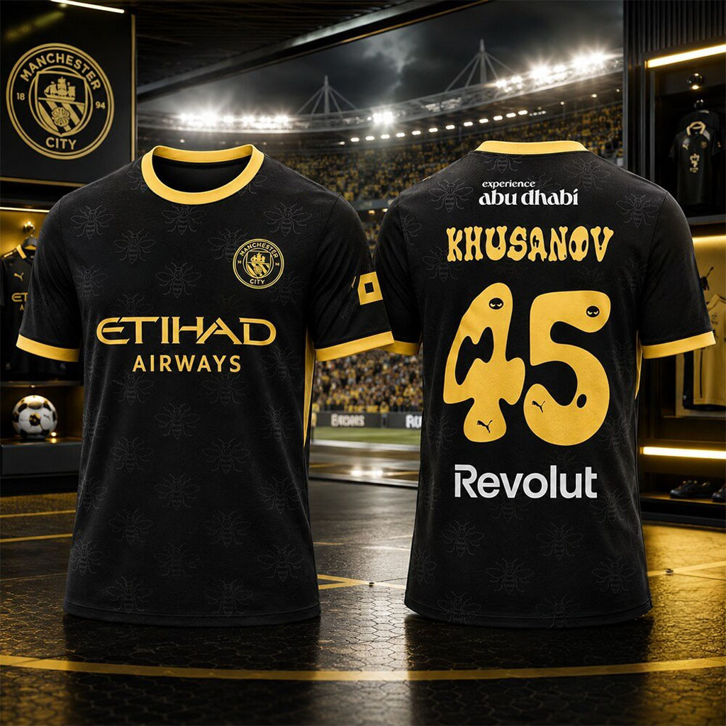 Manchester City Offgod Hong Kong Black Football Jersey Shirt MUFC Merch Fan Gifts - Kdjoy