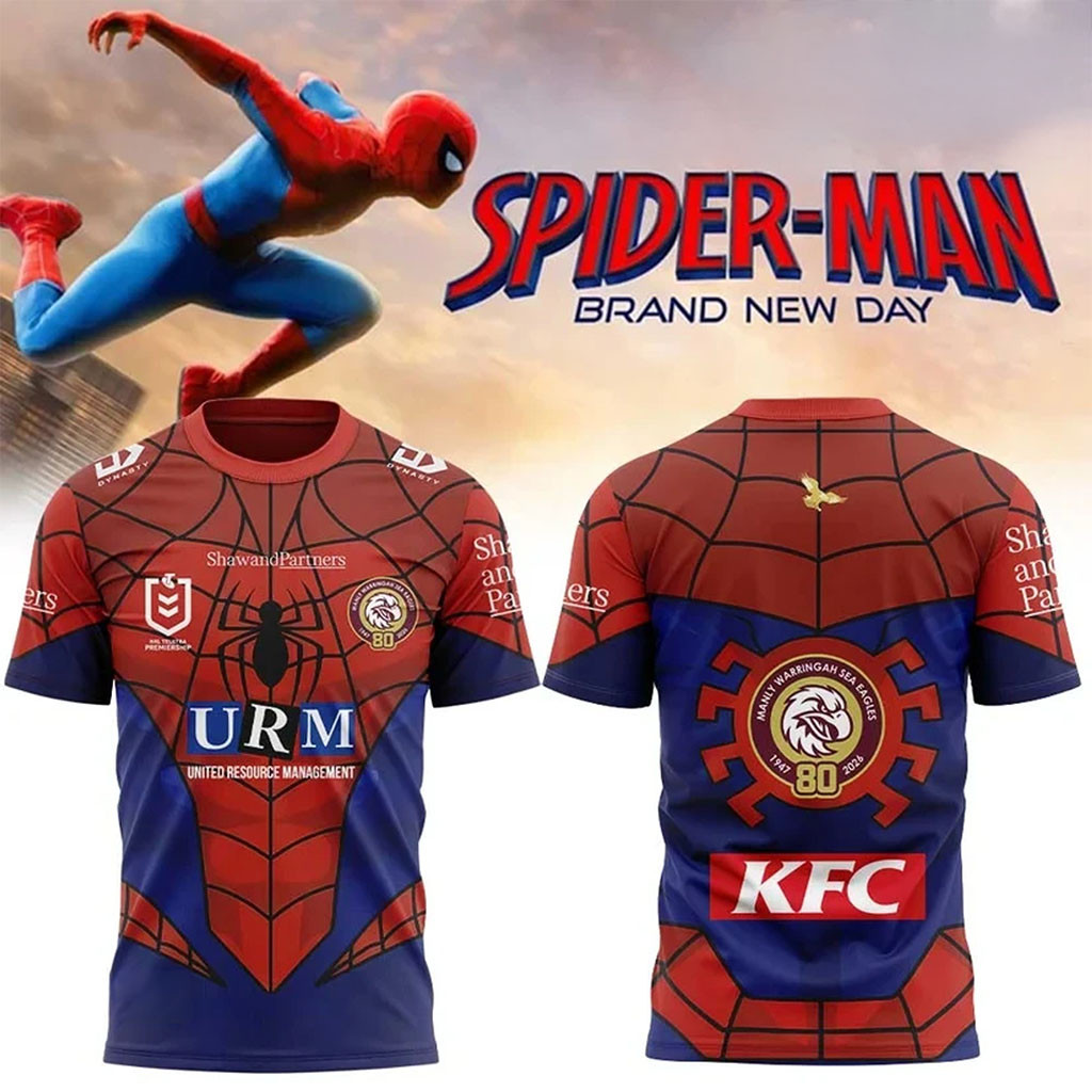 Manly Sea Eagles X Spider-Man Brand New Day 2026 T-Shirt Manly Sea Eagles Merch Gift For Fans - Kdjoy