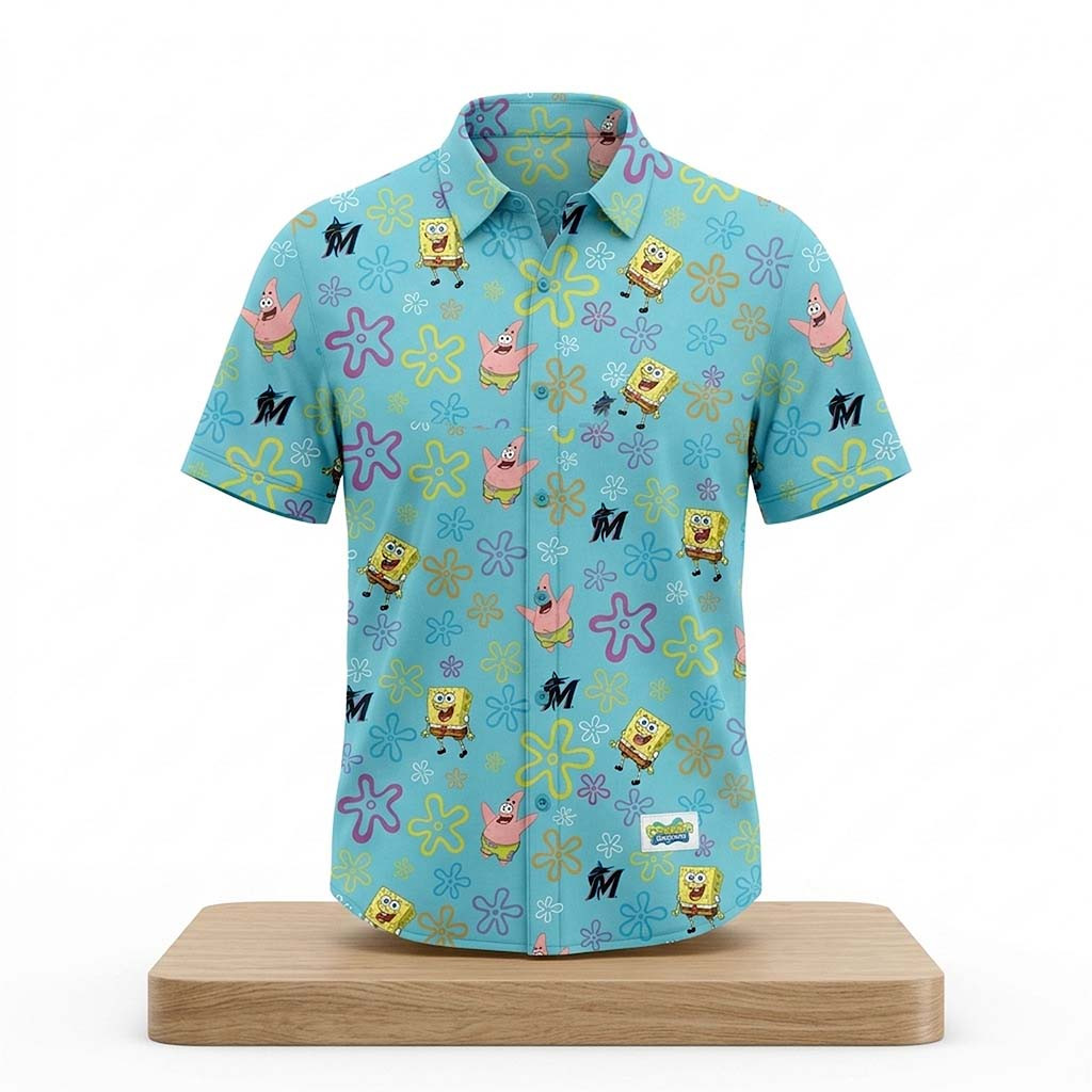Marlins x SpongeBob SquarePants 2026 Hawaiian Shirt Miami Marlins Merch Gifts For Him