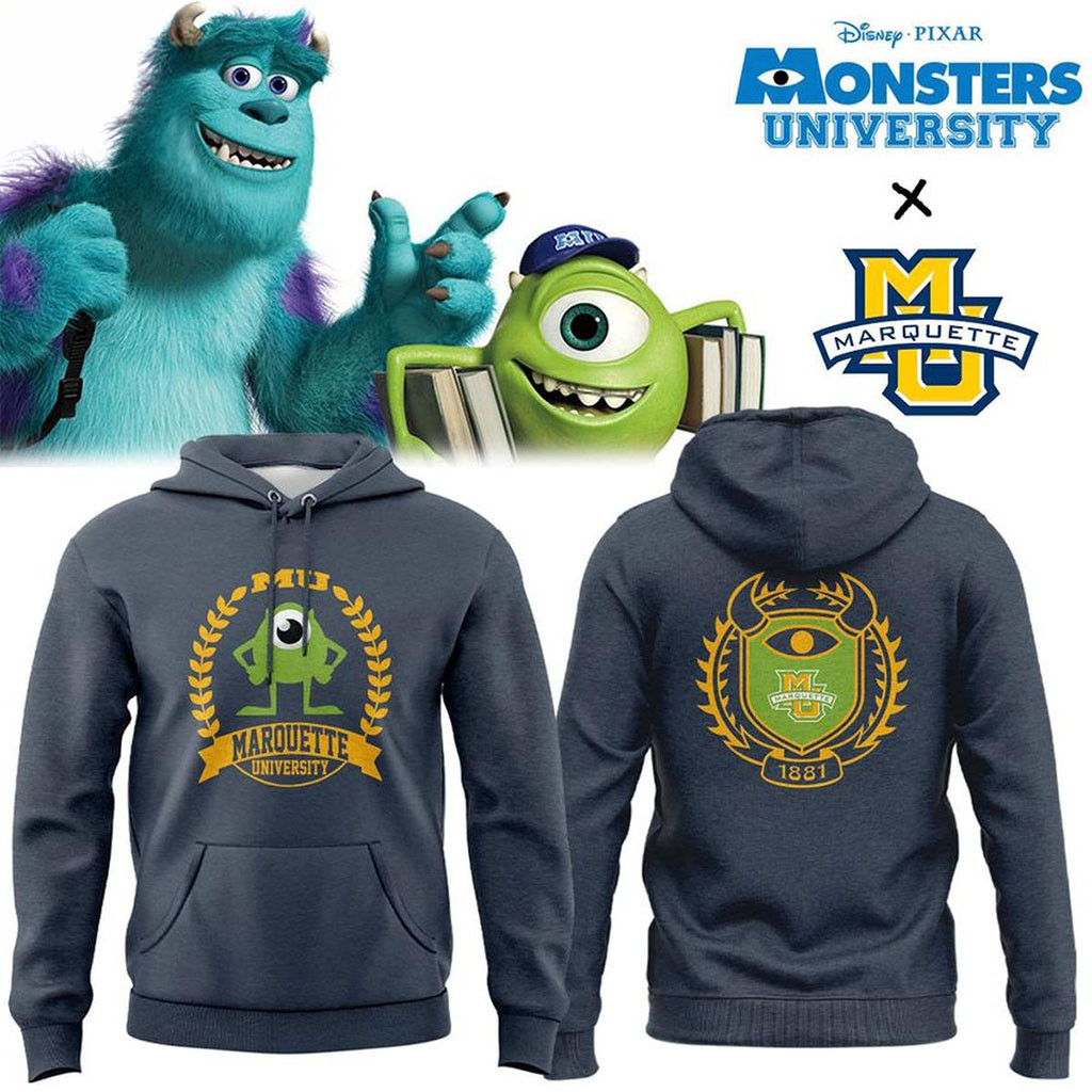 Marquette Golden Eagles X Monsters University Mike Wazowski Hoodie Marquette Golden Eagles Merch - Kdjoy