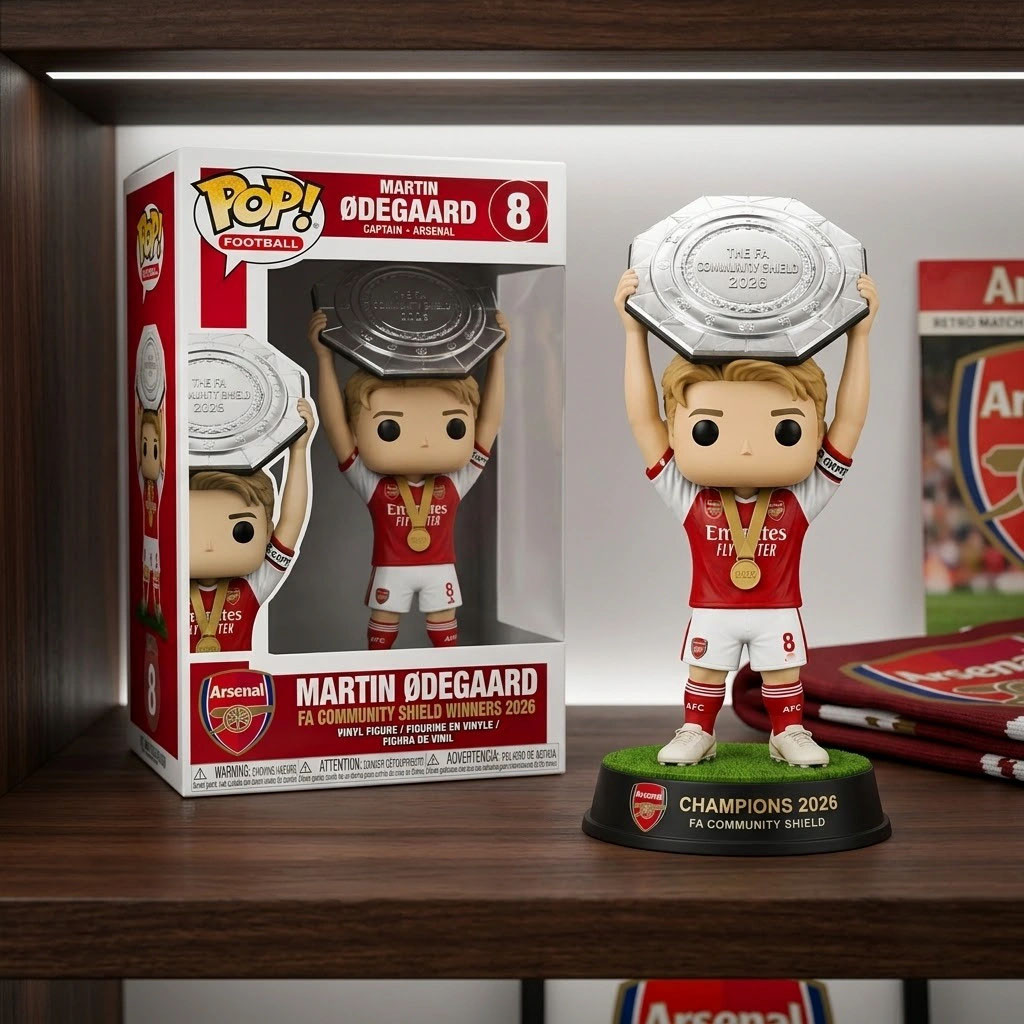 Martin Odegaard Arsenal FC Captain 2026 Community Shield Champions Funko Pop Arsenal FC Merch - Kdjoy Martin Odegaard Arsenal FC Captain 2026 Community Shield Champions Funko Pop Arsenal FC Merch - Kdjoy