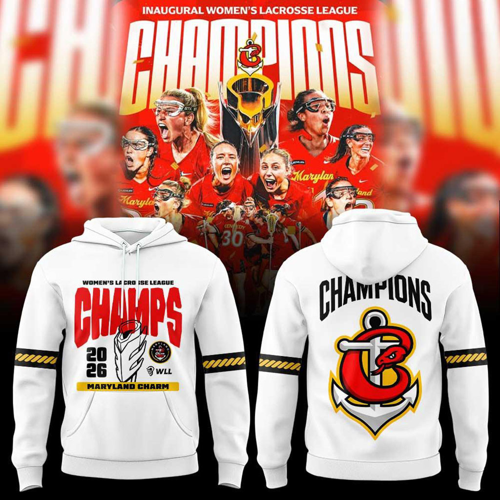 Maryland Charm 2026 WLL Inaugural Champions Hoodie White Women's Lacrosse League Merchandise - Kdjoy