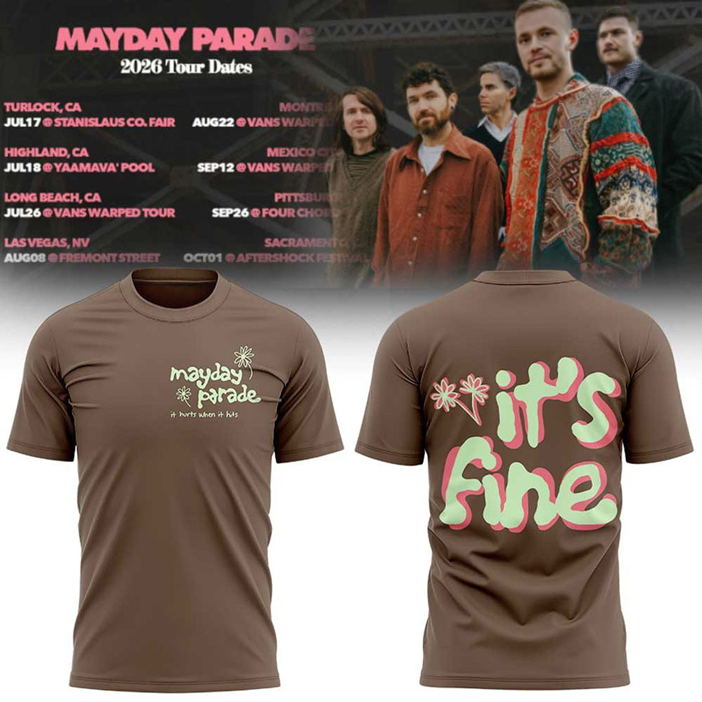 Mayday Parade 2026 Tour Dates Graphic T-Shirt It's Fine Shirt Mayday Parade Merch Fan Gifts - Kdjoy