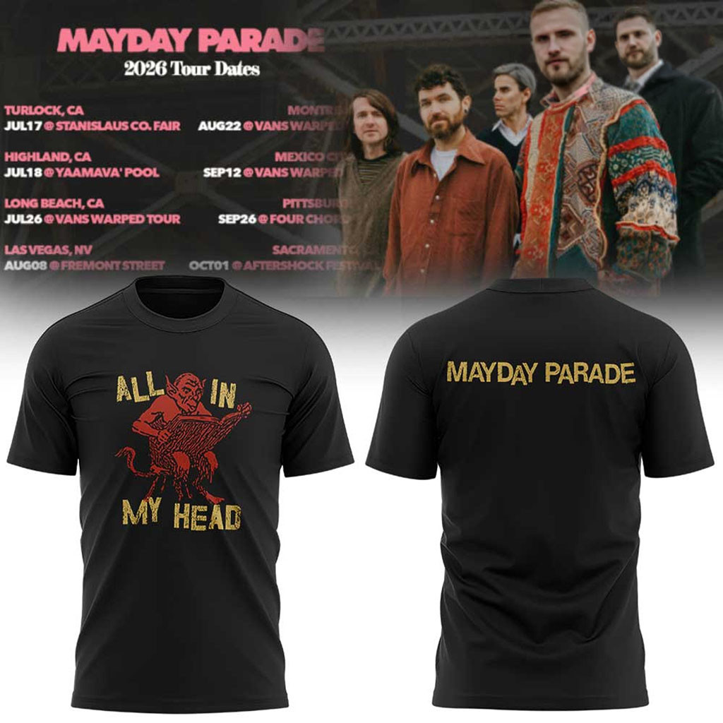 Mayday Parade 2026 Tour Dates T-Shirt All In My Head Shirt Mayday Parade Merch Fan Gifts - Kdjoy