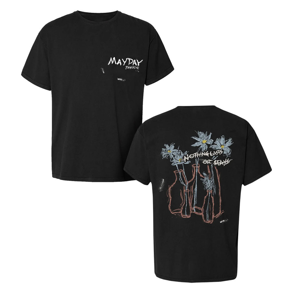 Mayday Parade Merch 2026 Vase Black T-Shirt Nothing Lasts Or Stays Shirt Gift For Band Fans - Kdjoy Mayday Parade Merch 2026 Vase Black T-Shirt Nothing Lasts Or Stays Shirt Gift For Band Fans - Kdjoy