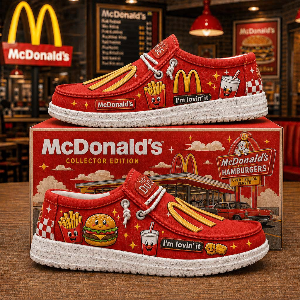 McDonald's I'm Lovin It Shoes Fast Food Lovers Loafers McDonald Merch Gift For Dad - Kdjoy