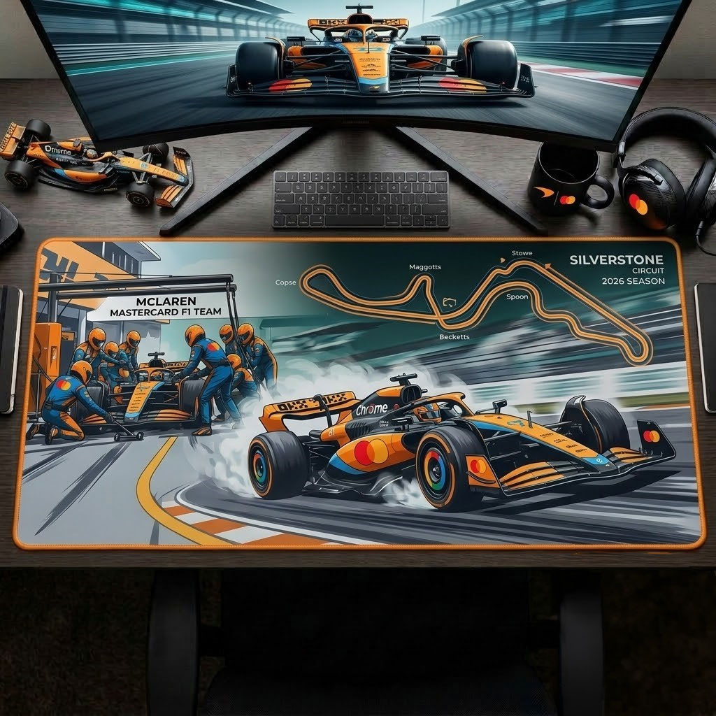 McLaren Mastercard F1 Team Silverstone Circuit 2026 Season F1 Desk Mat Gift For Racing Fans - Kdjoy McLaren Mastercard F1 Team Silverstone Circuit 2026 Season F1 Desk Mat Gift For Racing Fans - Kdjoy