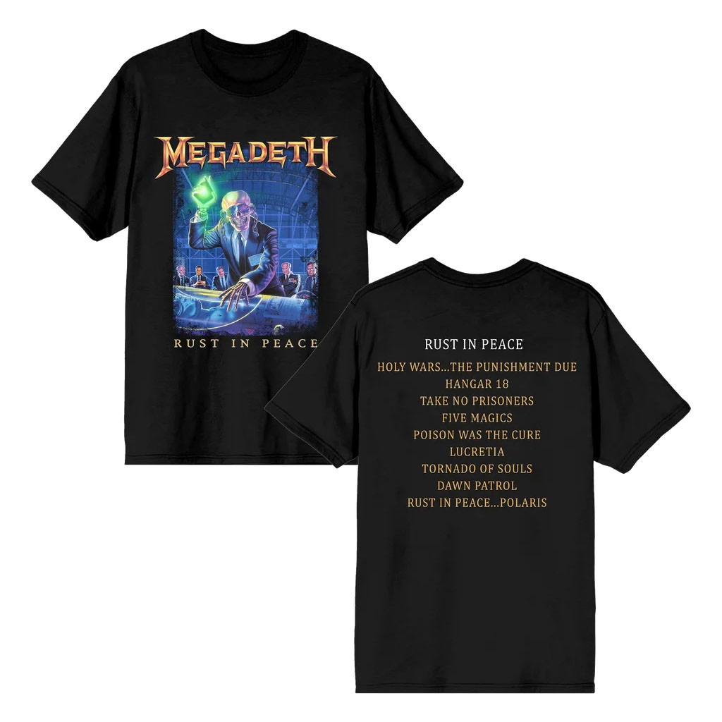 Megadeth Merch 2026 Rust In Peace Tracklist T-Shirt Unique Gift For Metal Band Fans - Kdjoy