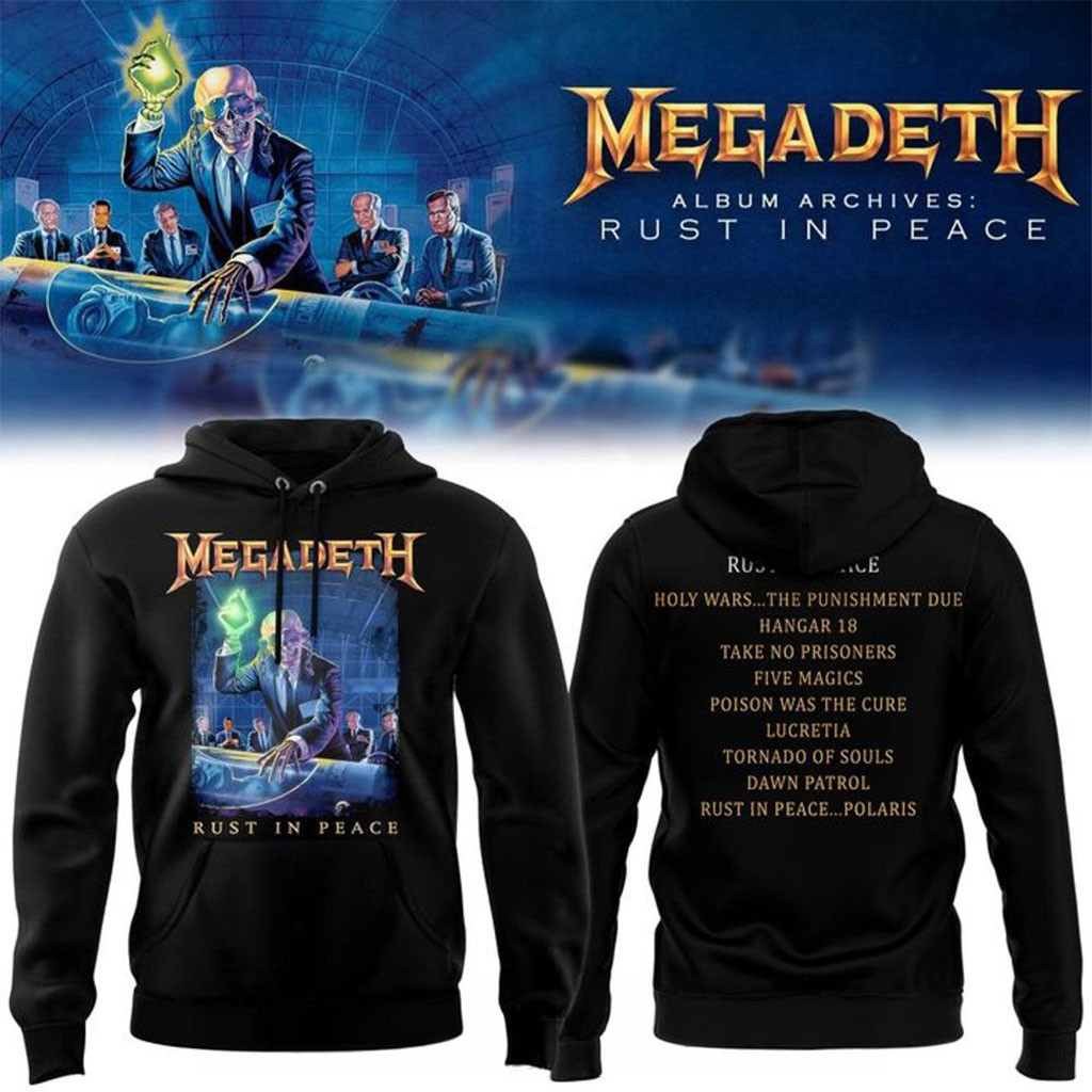 Megadeth Rust In Peace Tracklist 2026 Hoodie Megadeth Merch Present For Band Fans - Kdjoy Megadeth Rust In Peace Tracklist 2026 Hoodie Megadeth Merch Present For Band Fans - Kdjoy