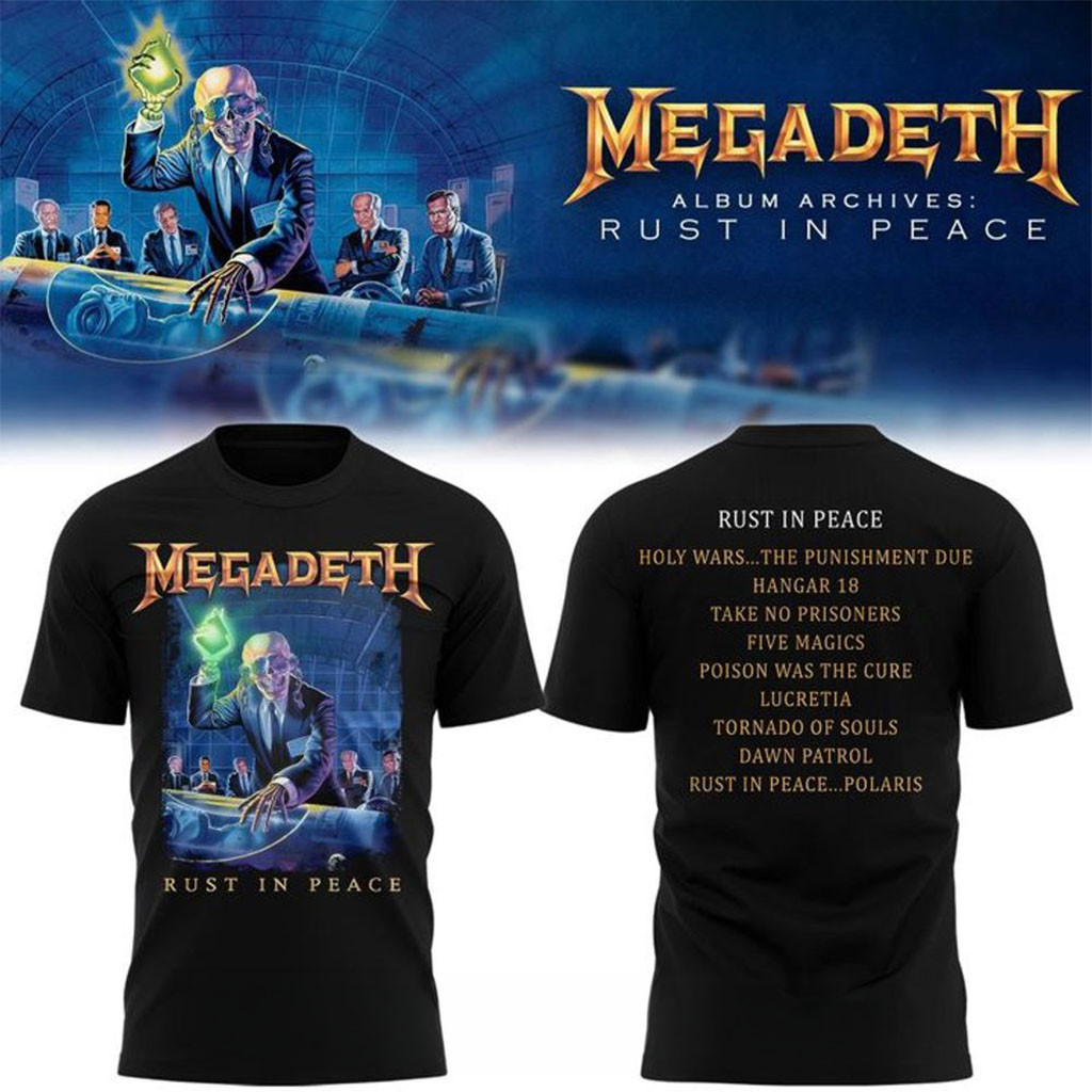 Megadeth Rust In Peace Tracklist 2026 T-Shirt Megadeth Merch Best Gifts For Band Fans - Kdjoy