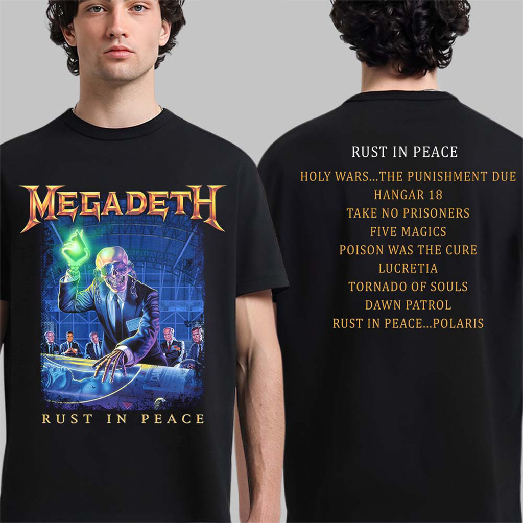 Megadeth Rust In Peace Tracklist T-Shirt Megadeth Merch Gift Ideas For Music Lovers - Kdjoy