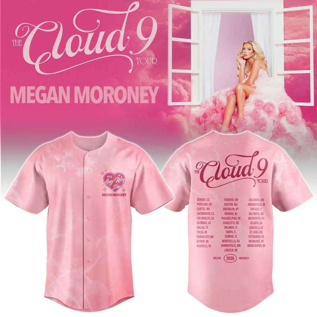 Megan Moroney The Cloud 9 Tour 2026 Pink Baseball Jersey Megan Moroney Merch Fan Gear Megan Moroney The Cloud 9 Tour 2026 Pink Baseball Jersey Megan Moroney Merch Fan Gear