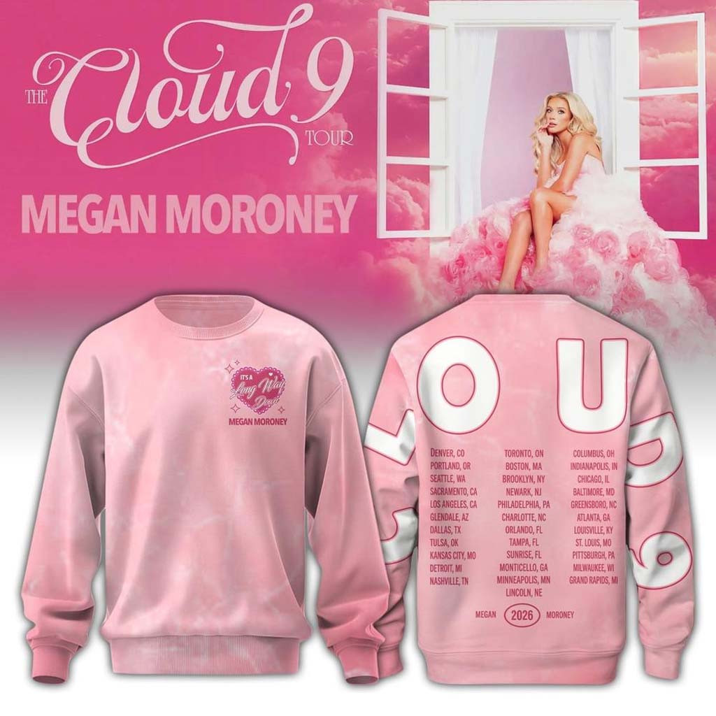 Megan Moroney The Cloud 9 Tour 2026 Pink Sweatshirt Megan Moroney Merch Cool Gifts For Friends