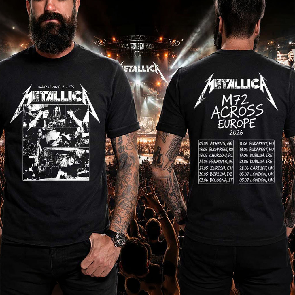 Metallica M72 Across Europe Tour Dates 2026 T-Shirt Metallica World Tour Merch Gift For Fans - Kdjoy Metallica M72 Across Europe Tour Dates 2026 T-Shirt Metallica World Tour Merch Gift For Fans - Kdjoy
