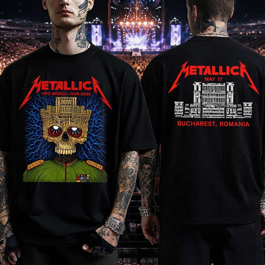 Metallica M72 World Tour Bucharest Romania Heavy Metal Concert T-Shirt Metallica Merch Gifts - Kdjoy Metallica M72 World Tour Bucharest Romania Heavy Metal Concert T-Shirt Metallica Merch Gifts - Kdjoy