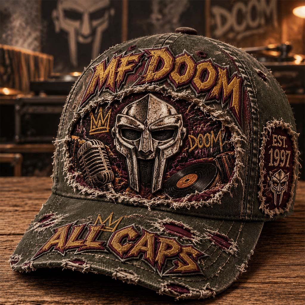 MF DOOM All Caps Vintage Hat MF DOOM Merch Best Gift For Rapper Fans - Kdjoy