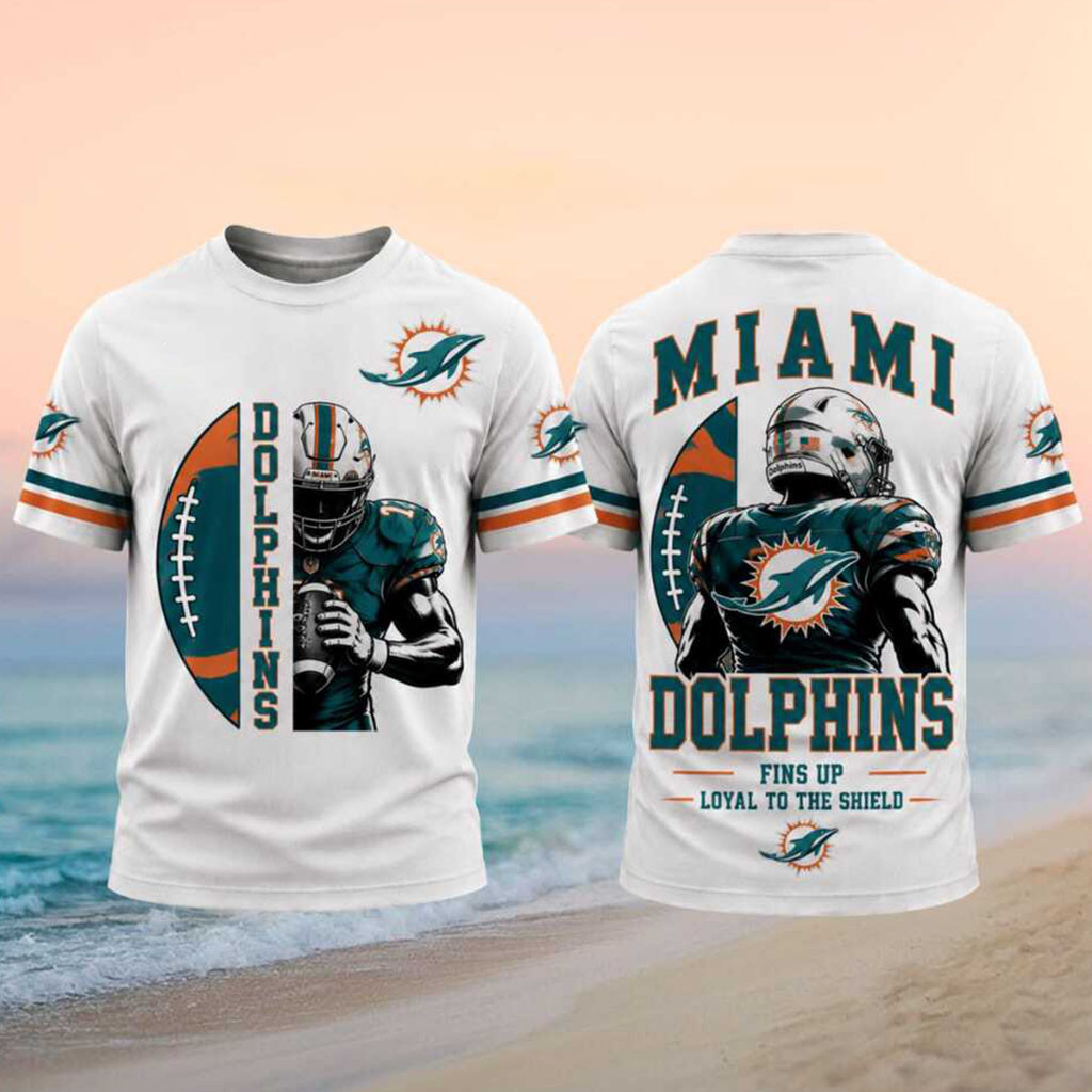 Miami Dolphins Fins Up Loyal To The Shield Football Shirt Miami Dolphins Merch Game Day Gifts - Kdjoy