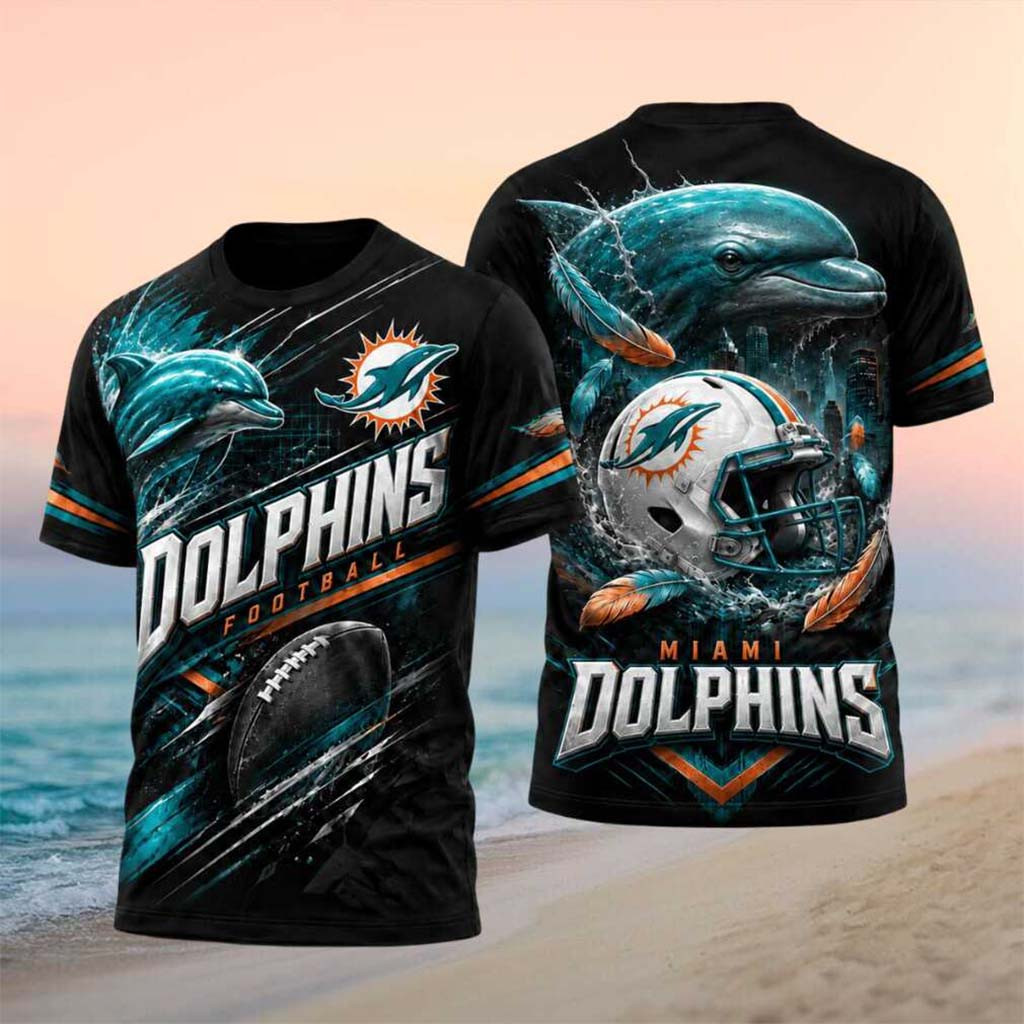 Miami Dolphins Football Aquatic Dolphin Helmet Shirt Miami Dolphins Merch Gift For Football Fan - Kdjoy