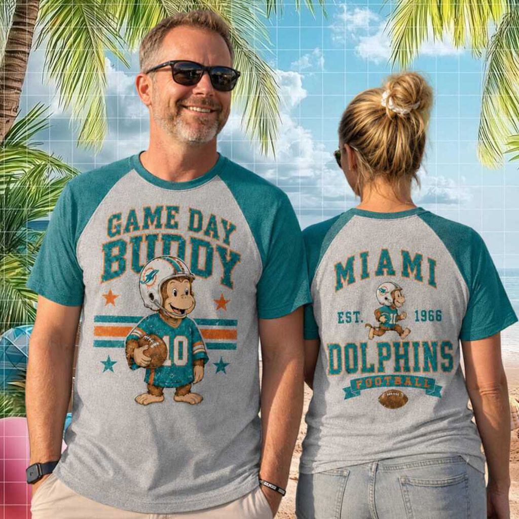 Miami Dolphins Football Monkey Game Day Buddy Vintage Style Shirt Miami Dolphins Merch - Kdjoy