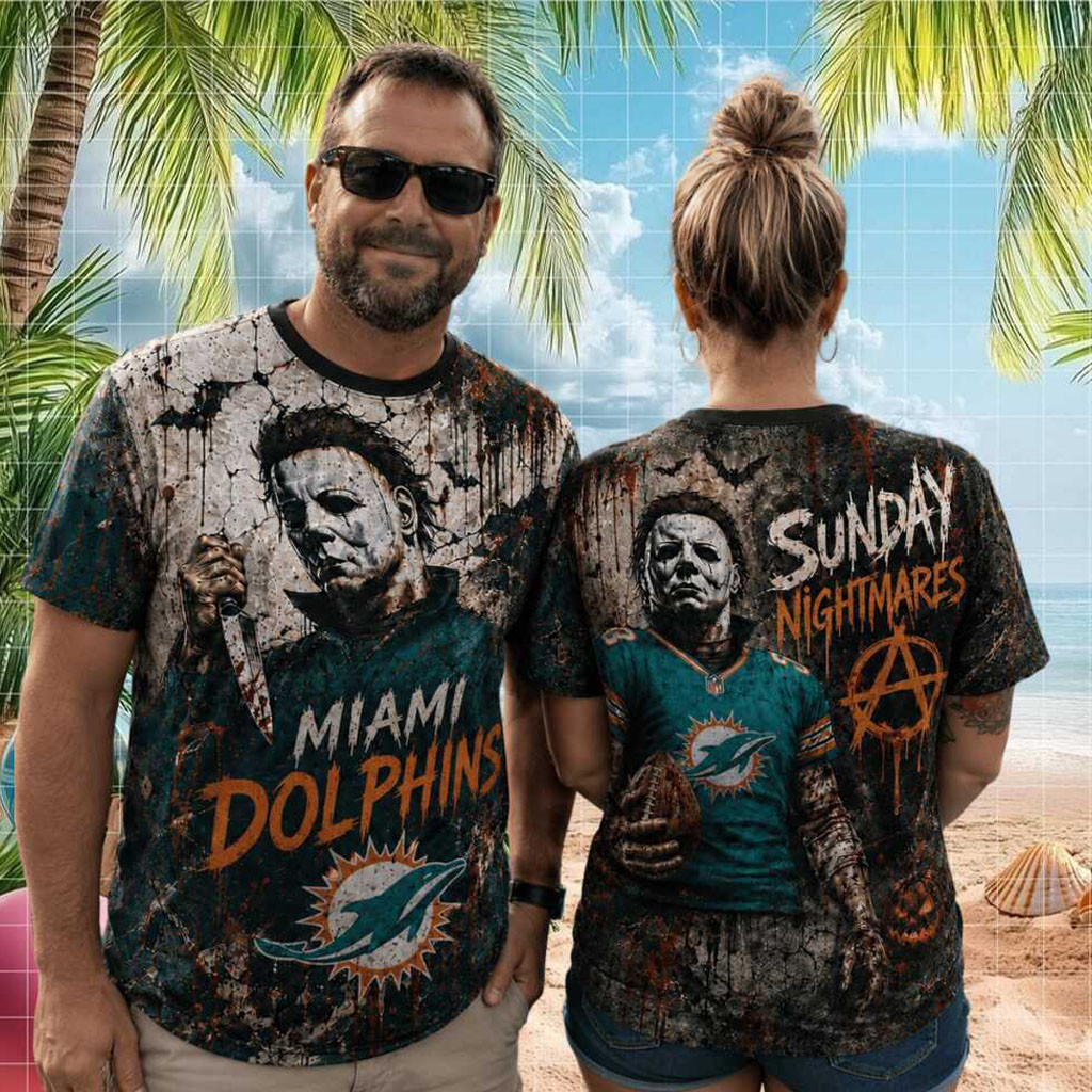 Miami Dolphins Michael Myers Sunday Nightmares Horror Shirt Miami Dolphins Merch Fan Gifts - Kdjoy