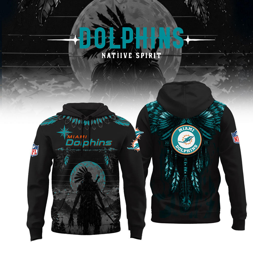 Miami Dolphins Native Spirit Heritage Hoodie 2026 Miami Dolphins Merch Gift For Football Lovers - Kdjoy Miami Dolphins Native Spirit Heritage Hoodie 2026 Miami Dolphins Merch Gift For Football Lovers - Kdjoy