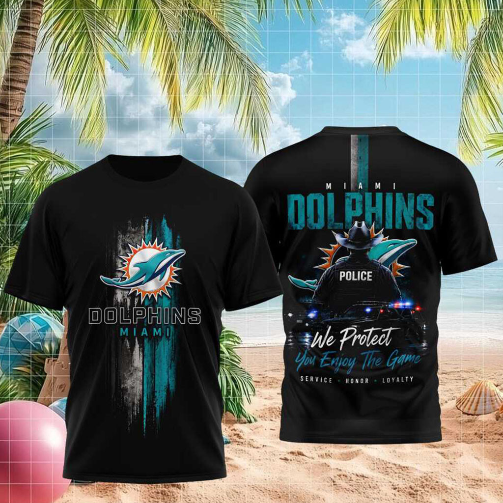 Miami Dolphins Police Officer We Protect You Enjoy The Game Shirt Miami Dolphins Merch Fan Gift - Kdjoy Miami Dolphins Police Officer We Protect You Enjoy The Game Shirt Miami Dolphins Merch Fan Gift - Kdjoy