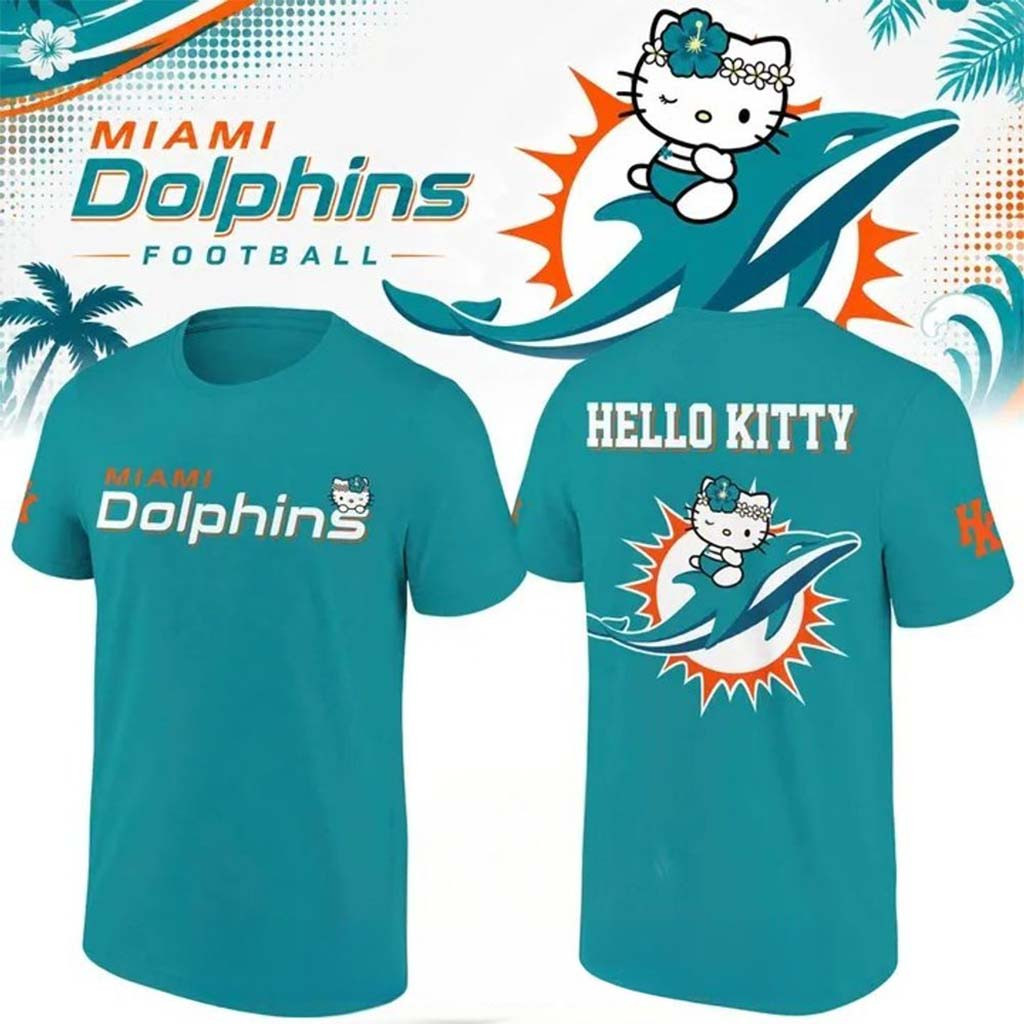 Miami Dolphins X Hello Kitty 2026 T-Shirt Miami Dolphins Merch Best Gifts For Football Fans - Kdjoy