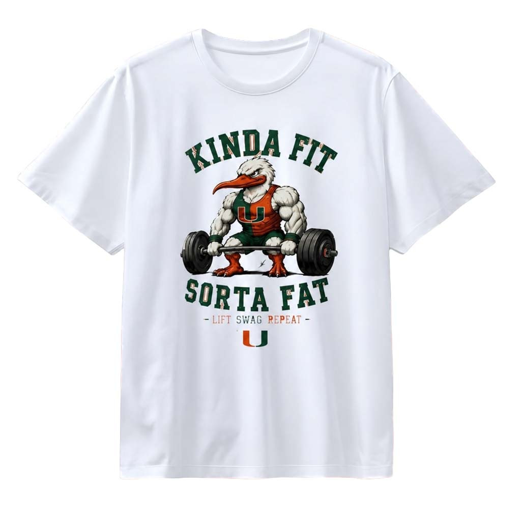 Miami Hurricanes Mascot Kinda Fit Sorta Fat Weightlifting T-Shirt Miami Hurricanes Merch Gifts - Kdjoy