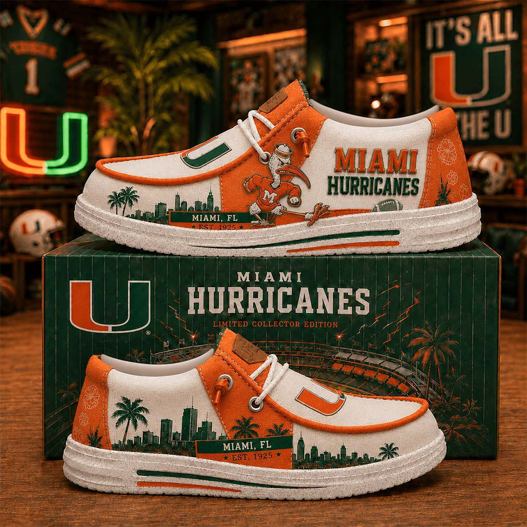 Miami Hurricanes Shoes The U Shoes Miami Hurricanes Merch Game Day Gift For Football Lovers - Kdjoy