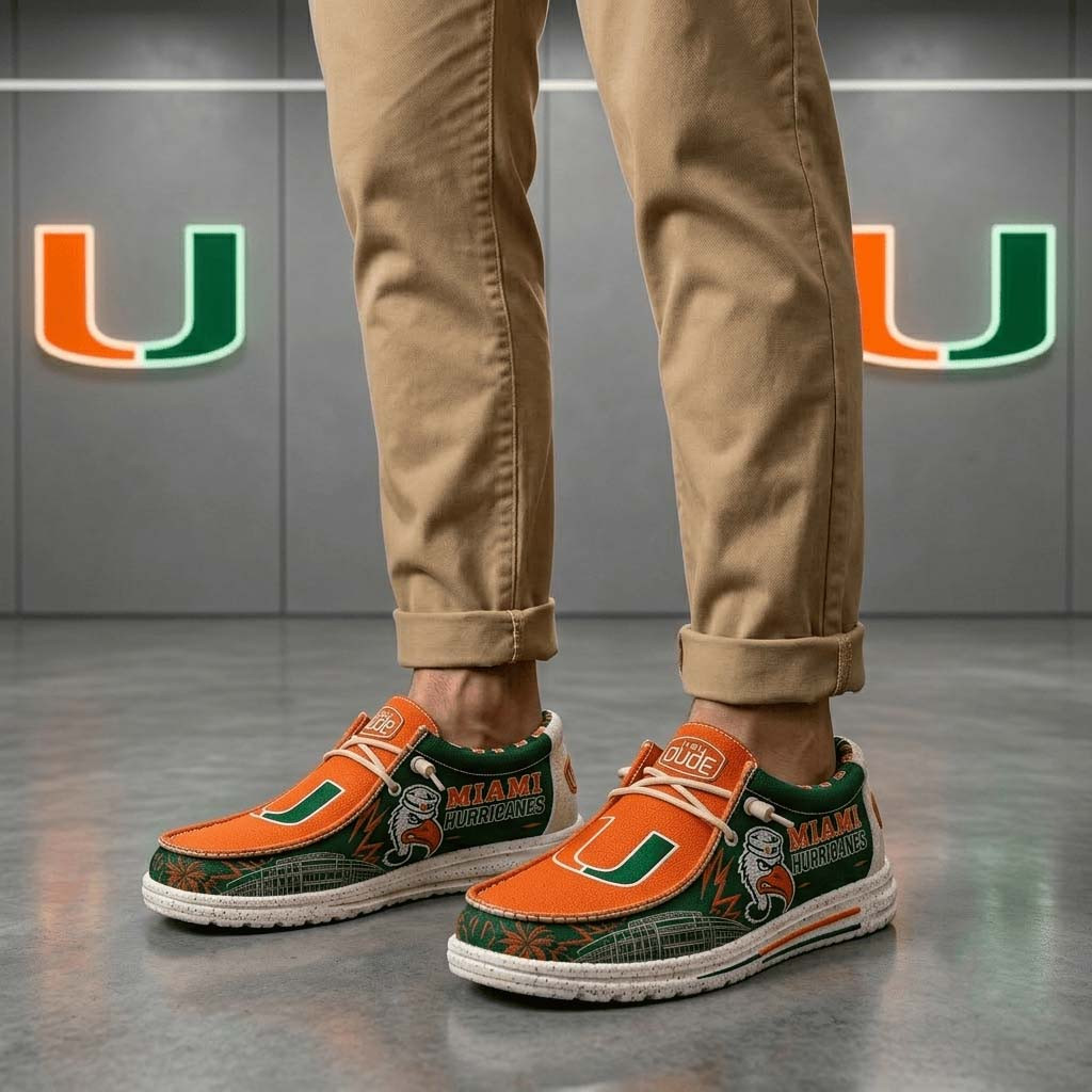 Miami Hurricanes Stadium Shoes Game Day Loafers Miami Hurricanes Merch Gift For Husband - Kdjoy
