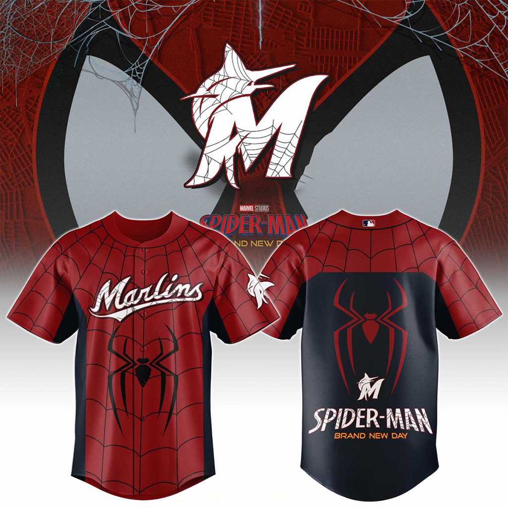 Miami Marlins X Spider-Man Brand New Day 2026 Theme Game Jersey Miami Marlins Merch Best Gifts - Kdjoy Miami Marlins X Spider-Man Brand New Day 2026 Theme Game Jersey Miami Marlins Merch Best Gifts - Kdjoy