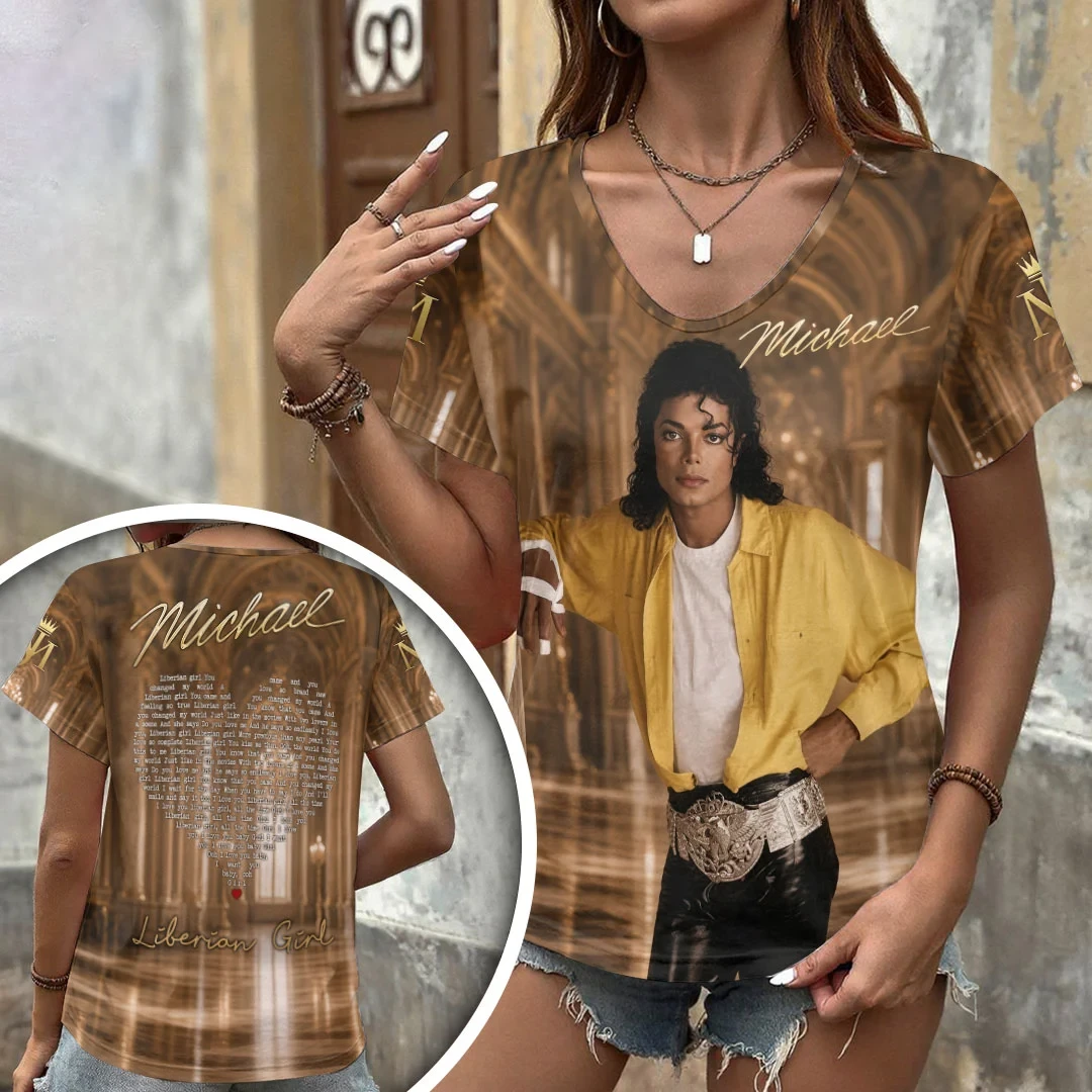 Michael Jackson Liberian Girl V-Neck T-Shirt Michael Jackson Merch Present For Mom - Kdjoy Michael Jackson Liberian Girl V-Neck T-Shirt Michael Jackson Merch Present For Mom - Kdjoy